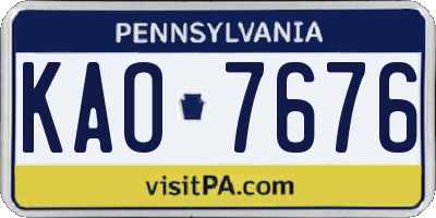 PA license plate KAO7676