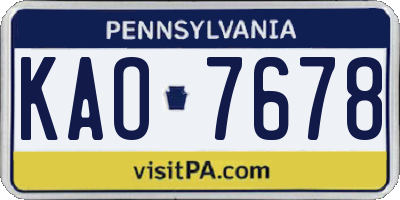 PA license plate KAO7678