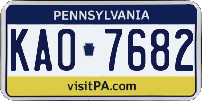 PA license plate KAO7682