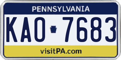 PA license plate KAO7683
