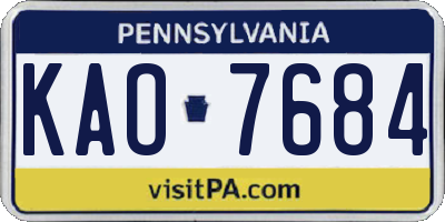 PA license plate KAO7684