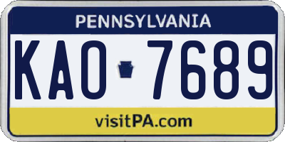 PA license plate KAO7689