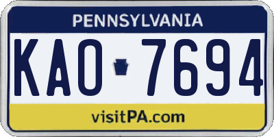 PA license plate KAO7694