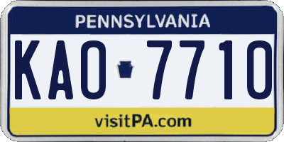 PA license plate KAO7710