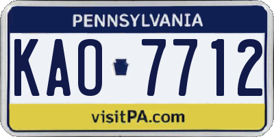 PA license plate KAO7712