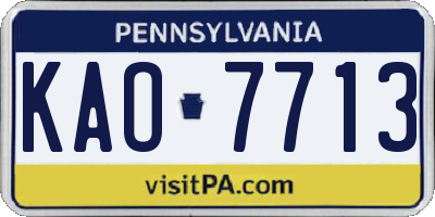 PA license plate KAO7713