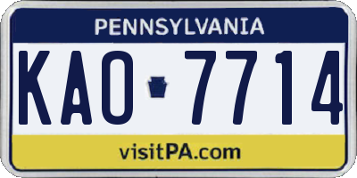 PA license plate KAO7714