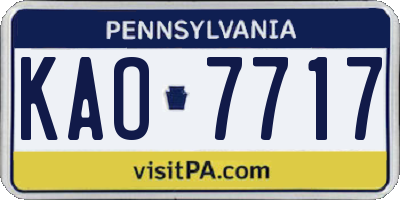 PA license plate KAO7717
