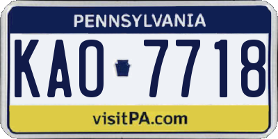 PA license plate KAO7718