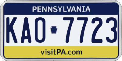 PA license plate KAO7723