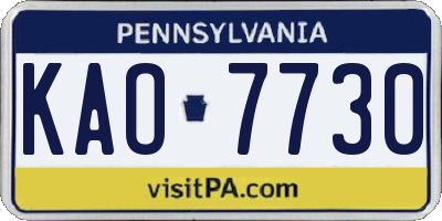 PA license plate KAO7730
