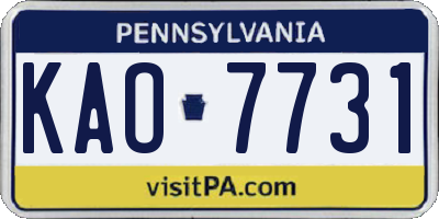 PA license plate KAO7731
