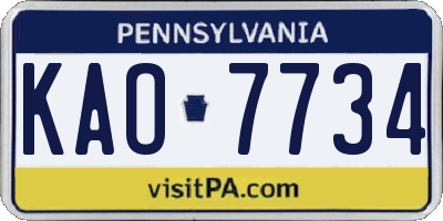 PA license plate KAO7734