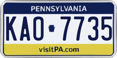 PA license plate KAO7735
