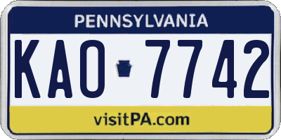 PA license plate KAO7742