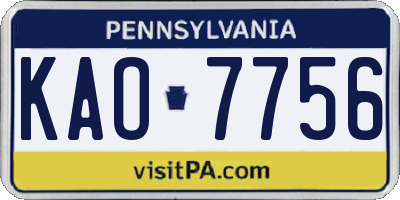 PA license plate KAO7756