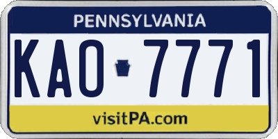 PA license plate KAO7771