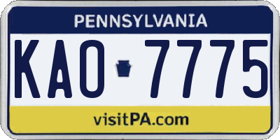 PA license plate KAO7775