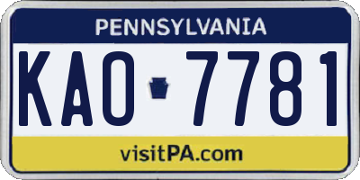 PA license plate KAO7781