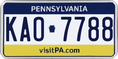 PA license plate KAO7788