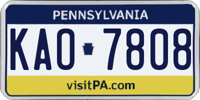 PA license plate KAO7808