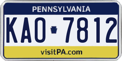 PA license plate KAO7812