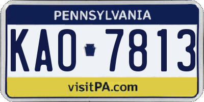 PA license plate KAO7813