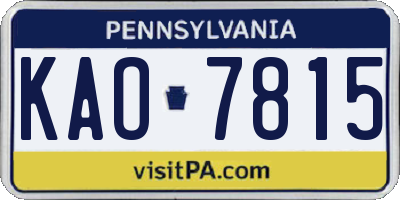 PA license plate KAO7815