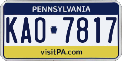 PA license plate KAO7817