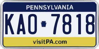 PA license plate KAO7818