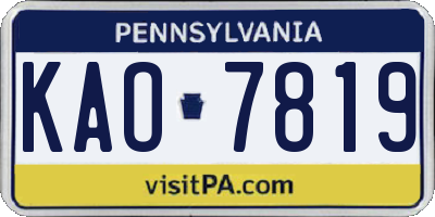 PA license plate KAO7819