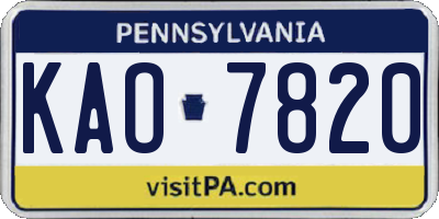 PA license plate KAO7820
