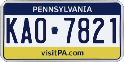 PA license plate KAO7821