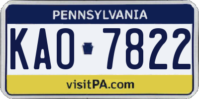 PA license plate KAO7822