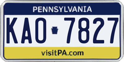 PA license plate KAO7827
