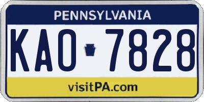 PA license plate KAO7828