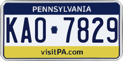 PA license plate KAO7829