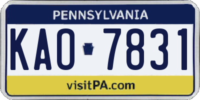 PA license plate KAO7831