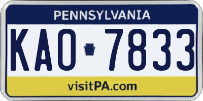 PA license plate KAO7833