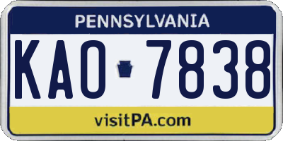 PA license plate KAO7838