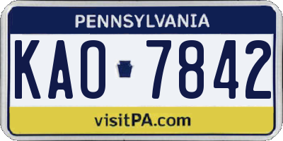 PA license plate KAO7842