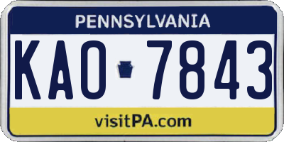 PA license plate KAO7843