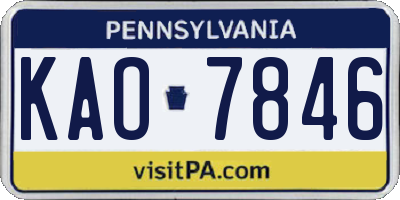 PA license plate KAO7846