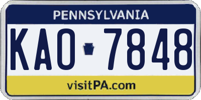 PA license plate KAO7848