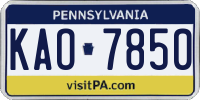 PA license plate KAO7850