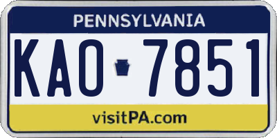 PA license plate KAO7851