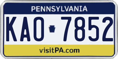 PA license plate KAO7852