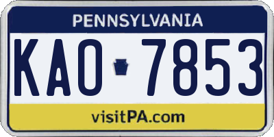 PA license plate KAO7853