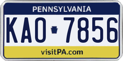 PA license plate KAO7856