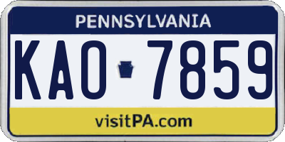 PA license plate KAO7859